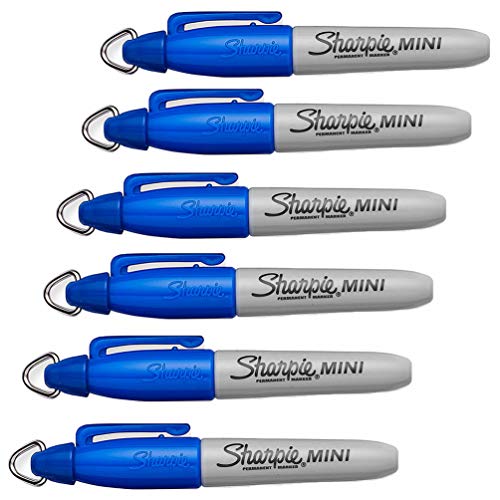 Sharpie Mini Permanent-Marker mit Schlüsselanhänger für Schlüssel, Ketten und Schlüsselbänder, Rundspitze, feine Spitze, Blau, 6 Stück Sharpie Mini Permanent-Marker mit Schlüsselanhänger für Schlüssel, Ketten und Schlüsselbänder, Rundspitze, feine Spitze, Blau, 6 Stück von Newell Brands