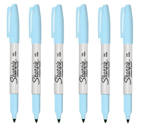 Sharpie Permanentmarker, feine Spitze, hellblauer Topas, 6 Stück von Newell Brands
