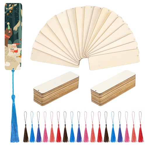 Blanko Holz-Lesezeichen DIY Leere Bastel-Lesezeichen Unbemalt Rechteckig Holz Hängeetiketten mit Mehrfarbige Quaste für Bücher, Weihnachten, Hochzeit, Geburtstag, Party-Dekoration 36 Stück Blanko Holz-Lesezeichen DIY Leere Bastel-Lesezeichen Unbemalt Rechteckig Holz Hängeetiketten mit Mehrfarbige Quaste für Bücher, Weihnachten, Hochzeit, Geburtstag, Party-Dekoration 36 Stück von Newellsail