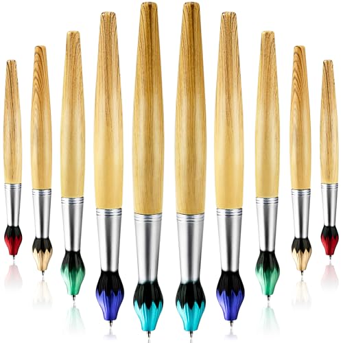Newellsail Bambus Pinsel Form Kugelschreiber Neuheit Bambusholz-Kugelschreiber Einziehbar Stifte für Kunstaktivitäten und Schulschreibwaren 10 Stück (Blaue Mine 1.0mm) von Newellsail