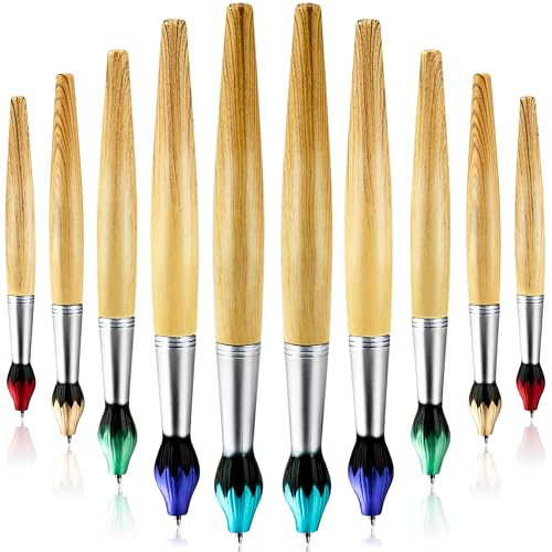 Newellsail Bambus Pinsel Form Kugelschreiber Neuheit Bambusholz-Kugelschreiber Einziehbar Stifte für Kunstaktivitäten und Schulschreibwaren 10 Stück (Blaue Mine 1.0mm) von Newellsail
