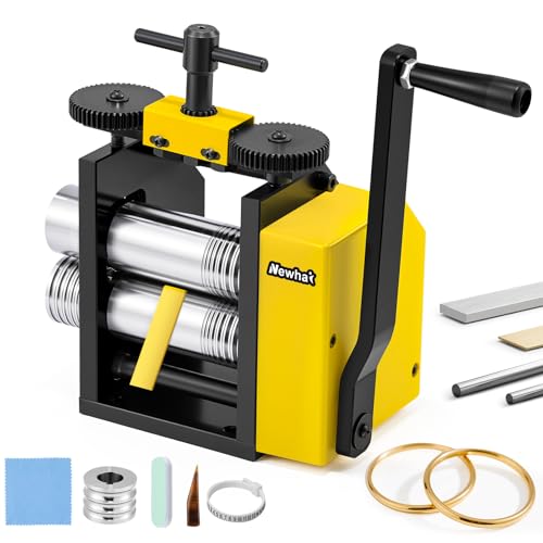 Newhai 3-in-1 manuelle Walzmühle für Schmuck, 0,1–7 mm, verstellbare Pressstärke, Schmuckherstellungswerkzeug für Metalldehnung, Ausdünnung und Drahtformung in der Metallbearbeitung Newhai 3-in-1 manuelle Walzmühle für Schmuck, 0,1–7 mm, verstellbare Pressstärke, Schmuckherstellungswerkzeug für Metalldehnung, Ausdünnung und Drahtformung in der Metallbearbeitung von Newhai