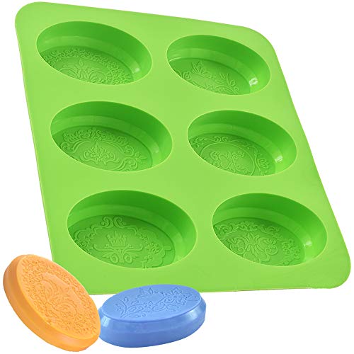 Newk Ovale Silikon-Seifenformen, 6 Mulden, DIY, handgefertigte Seifenform mit gemischten Blumenmustern für Milchseife Newk Ovale Silikon-Seifenformen, 6 Mulden, DIY, handgefertigte Seifenform mit gemischten Blumenmustern für Milchseife von Newk