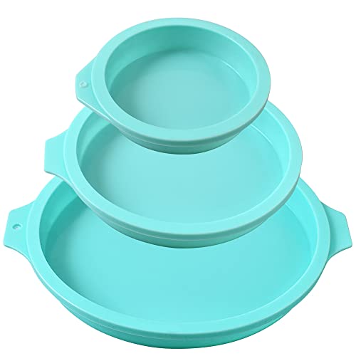 Newk Silikon Runde Kuchenform, 3 Packungen Silikonscheibe wie Form für Kuchen, Harzuntersetzer, handgemachte Seife – 4 "+ 6" + 8" von Newk