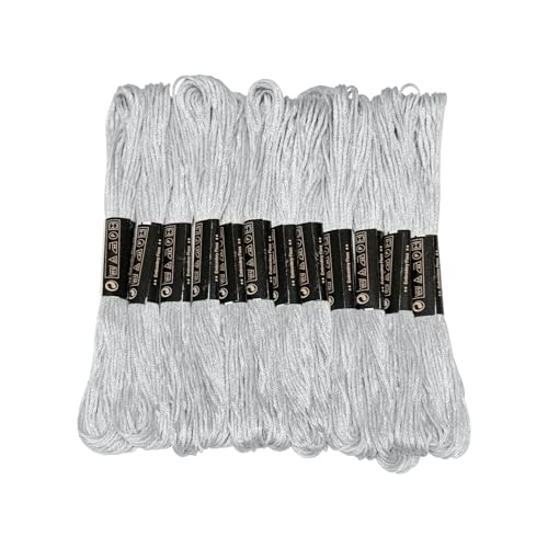 12 Knäuel Stickgarn, Grau, Freundschaftsarmband, Kreuzstich, Stickgarn, Armbandherstellung, Garn, Bastelseide (grau) von Newkita