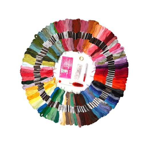 Freundschaftsarmband, 100 Stränge in Regenbogenfarben, Stickgarn, Kreuzstich, Stickgarn, Garn mit Buchstabenperlen, Nadeln, Nahttrenner, Kunststoffeinfädler, Näh-Fingerhut Freundschaftsarmband, 100 Stränge in Regenbogenfarben, Stickgarn, Kreuzstich, Stickgarn, Garn mit Buchstabenperlen, Nadeln, Nahttrenner, Kunststoffeinfädler, Näh-Fingerhut von Newkita