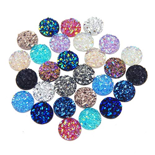 Cabochon-Cabochon-Cabochon aus Kunstharz, 12 Farben, rund, flache Rückseite, 120 Stück 10 mm Cabochon-Cabochon-Cabochon aus Kunstharz, 12 Farben, rund, flache Rückseite, 120 Stück 10 mm von Newless