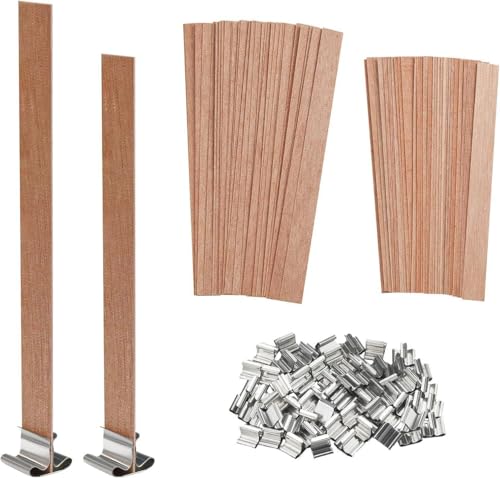 120 Stück Kerzendochte für Kerzen, Holzdochte für Kerzen Machen Holzdocht mit 60 Stück Eisenständer, Natürliche Holz Kerzen docht für DIY Kerzenherstellung Handwerk(13 x 130 mm, 13 x 150 mm) von Newoutset