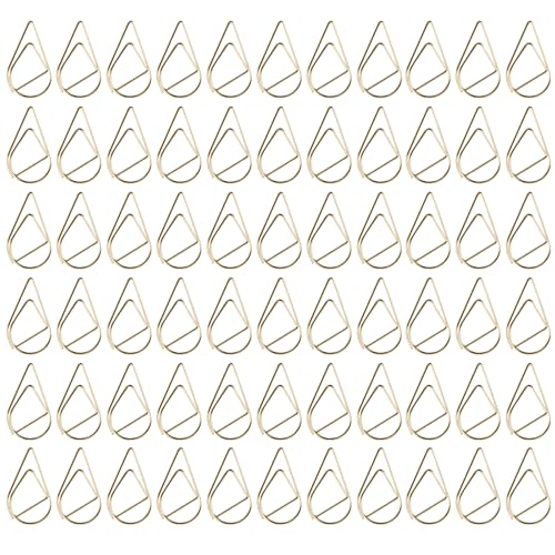 250 Stück Büroklammern, Metall Gold Wassertropfen Büroklammern, kreative goldene Tropfenform für Papierkram Bücher Bürobedarf Zubehör (25 x 16 mm) von Newoutset