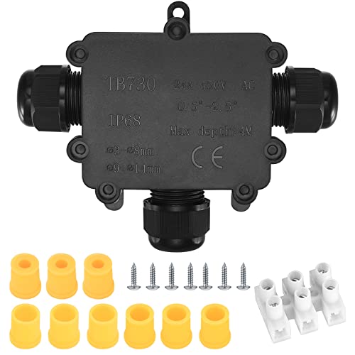 IP68 wasserdichte Abzweigdose, 3 Wege Kabelverbinder, externe Verteilerdose Außen, Leitung Kabelbox Drahtverbinder Drahtbereich 3-8mm & 9-14m Klemmen Aufputz Wasserdicht von Newoutset