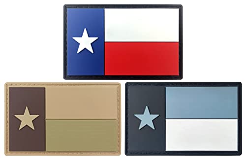 Newperlite 3 Stück Texas Flagge Patch Tactical PVC Gummi Patches mit Hakenverschluss von Newperlite