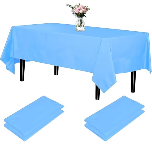 Newthinking Einweg Party Tischdecken, Rechteckig, 137 x 274 cm, 4 Stück, Kunststoff-Tischdecke für Party, Hochzeit, Grillen,Picknick, Weihnachten (Blau) von Newthinking