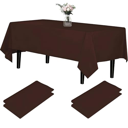 Newthinking Einweg Party Tischdecken, Rechteckig, 137 x 274 cm, 4 Stück, Kunststoff-Tischdecke für Party, Hochzeit, Grillen,Picknick, Weihnachten (Braun) von Newthinking