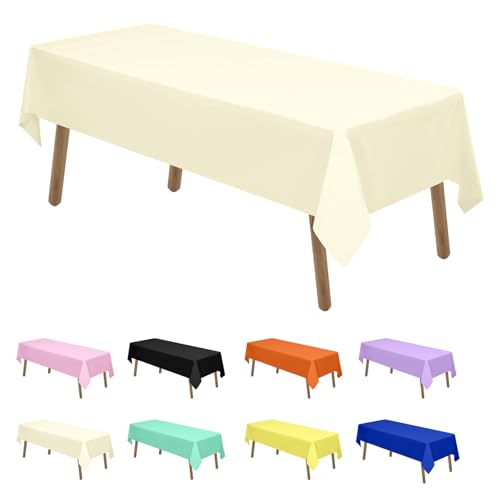 Newthinking Einweg Party Tischdecken, Rechteckig, 137 x 274 cm, 4 Stück, Kunststoff-Tischdecke für Party, Hochzeit, Grillen,Picknick, Weihnachten (Creme) von Newthinking