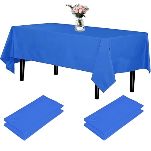 Newthinking Einweg Party Tischdecken, Rechteckig, 137 x 274 cm, 4 Stück, Kunststoff-Tischdecke für Party, Hochzeit, Grillen,Picknick, Weihnachten (Dunkelblau) von Newthinking