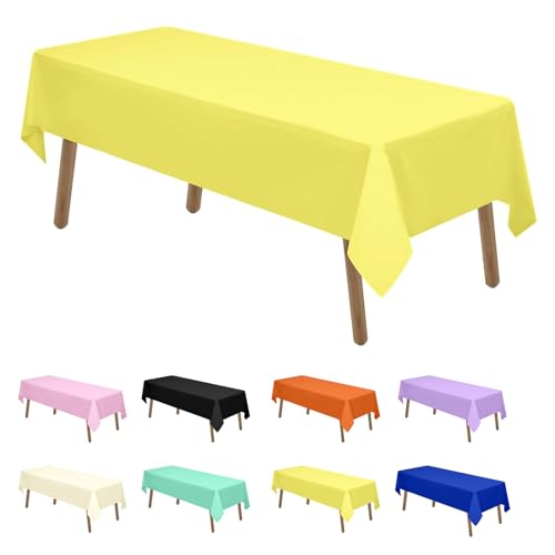 Newthinking Einweg Party Tischdecken, Rechteckig, 137 x 274 cm, 4 Stück, Kunststoff-Tischdecke für Party, Hochzeit, Grillen,Picknick, Weihnachten (Gelb) von Newthinking