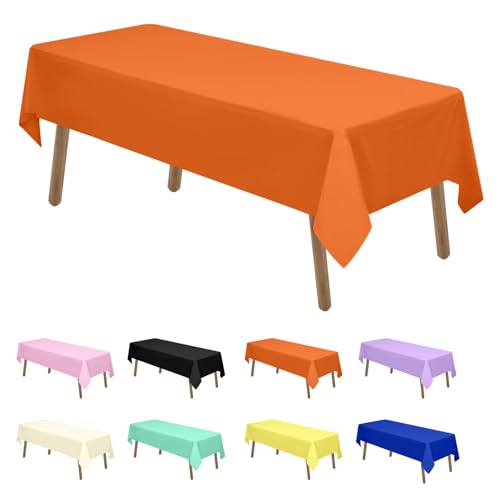Newthinking Einweg Party Tischdecken, Rechteckig, 137 x 274 cm, 4 Stück, Kunststoff-Tischdecke für Party, Hochzeit, Grillen,Picknick, Weihnachten (Orange) von Newthinking