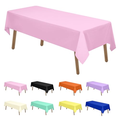 Newthinking Einweg Party Tischdecken, Rechteckig, 137 x 274 cm, 4 Stück, Kunststoff-Tischdecke für Party, Hochzeit, Grillen,Picknick, Weihnachten (Rosa) von Newthinking