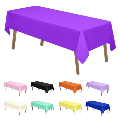 Newthinking Einweg Party Tischdecken, Rechteckig, 137 x 274 cm, 4 Stück, Kunststoff-Tischdecke für Party, Hochzeit, Grillen,Picknick, Weihnachten (Tiefes Lila) von Newthinking