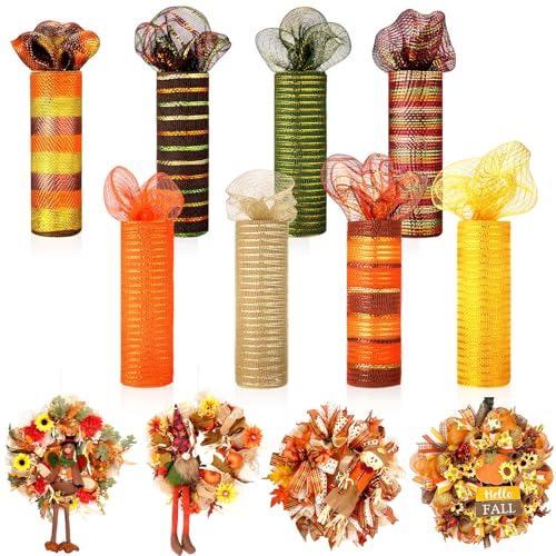Newwiee 8 Rollen Thanksgiving-Netzband für Kränze, 25,4 cm x 9,2 m pro Rolle, Dekoration, Thanksgiving-Polyband, Metallfolie, Netzband, Dekoration, Bastelbedarf, Bastelbedarf Newwiee 8 Rollen Thanksgiving-Netzband für Kränze, 25,4 cm x 9,2 m pro Rolle, Dekoration, Thanksgiving-Polyband, Metallfolie, Netzband, Dekoration, Bastelbedarf, Bastelbedarf von Newwiee