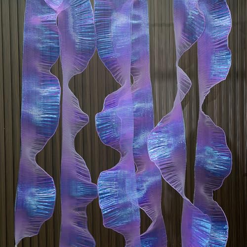 Newwiee Chiffon-Bordüre mit Rüschen, plissiert, Organza, gerüscht, schillerndes Band, Stoff, Chiffonband, Spitzenstoff für Quallen, Hut, Lanter Rock, Nähtasche, Kostüm, Handwerk, Violett, 13,7 m von Newwiee