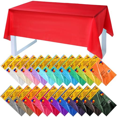 Newwiee Rechteckige Kunststoff-Tischdecke, Einweg-Tischdecke, wasserdicht, Party-Tischdecke, 137,2 x 182,9 cm, bunte Tischdecke für Partys, drinnen und draußen, 23 verschiedene Farben, 23 Stück Newwiee Rechteckige Kunststoff-Tischdecke, Einweg-Tischdecke, wasserdicht, Party-Tischdecke, 137,2 x 182,9 cm, bunte Tischdecke für Partys, drinnen und draußen, 23 verschiedene Farben, 23 Stück von Newwiee