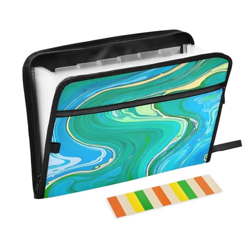 Abstrakte Wirbel, Fächermappe mit Reißverschluss, 13 Taschen, Akkordeon-Dokumenten-Organizer für Arbeit und Zuhause, Türkis Abstrakte Wirbel, Fächermappe mit Reißverschluss, 13 Taschen, Akkordeon-Dokumenten-Organizer für Arbeit und Zuhause, Türkis von Nexawaveo