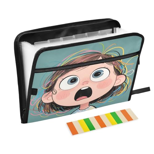 Akkordeon-Aktenordner für Mädchen, 13 Fächer, erweiterbar, mit Etiketten, für Rechnungen, Quittungen, Dokumente, Blaugrün von Nexawaveo