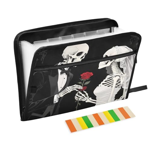 Akkordeon-Aktenordner im Gothic-Stil, 13 Fächer, erweiterbar, mit Etiketten, Rechnungen, Quittungen, Dokumentenhalter, Schwarz Akkordeon-Aktenordner im Gothic-Stil, 13 Fächer, erweiterbar, mit Etiketten, Rechnungen, Quittungen, Dokumentenhalter, Schwarz von Nexawaveo