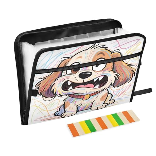 Akkordeon-Aktenordner mit 13 Fächern, erweiterbar, mit Etiketten, für Rechnungen, Quittungen, Dokumente, Bunter Hund, Weiß Akkordeon-Aktenordner mit 13 Fächern, erweiterbar, mit Etiketten, für Rechnungen, Quittungen, Dokumente, Bunter Hund, Weiß von Nexawaveo