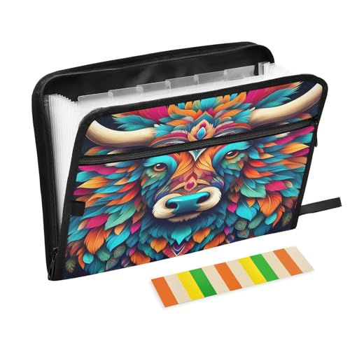 Akkordeon-Aktenordner mit 13 Fächern, erweiterbar, mit Etiketten, für Rechnungen, Quittungen, Dokumente, Tribal Buffalo Akkordeon-Aktenordner mit 13 Fächern, erweiterbar, mit Etiketten, für Rechnungen, Quittungen, Dokumente, Tribal Buffalo von Nexawaveo