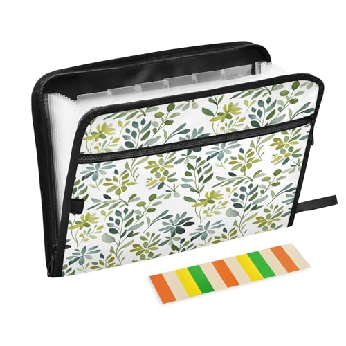 Akkordeon-Aktenordner mit 13 Fächern, erweiterbar, mit Etiketten, für Rechnungen, Quittungen, Dokumente, Weiß von Nexawaveo