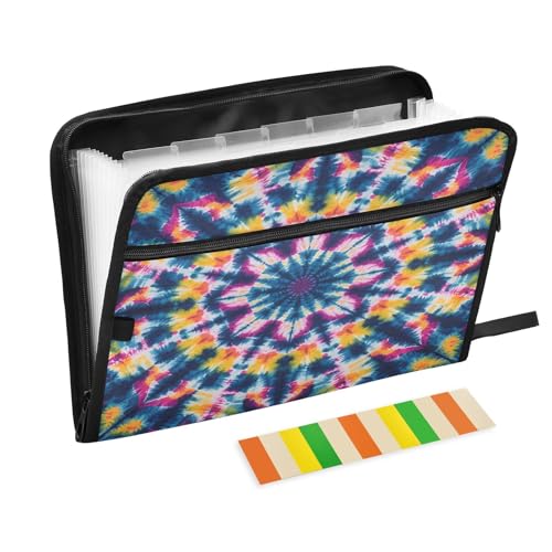 Akkordeon-Aktenordner mit Blumenmuster, Batikmuster, 13 Fächer, erweiterbar, mit Etiketten, Rechnungen, Quittungen, Dokumentenhalter Akkordeon-Aktenordner mit Blumenmuster, Batikmuster, 13 Fächer, erweiterbar, mit Etiketten, Rechnungen, Quittungen, Dokumentenhalter von Nexawaveo
