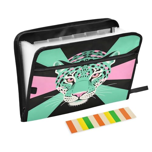 Akkordeon-Aktenordner mit Leopardenkopf auf dunklem Akkordeon, 13 Fächer, erweiterbar, mit Etiketten, Rechnungen, Quittungen, Dokumentenhalter Akkordeon-Aktenordner mit Leopardenkopf auf dunklem Akkordeon, 13 Fächer, erweiterbar, mit Etiketten, Rechnungen, Quittungen, Dokumentenhalter von Nexawaveo