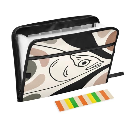 Akkordeon-Aktenordner mit abstrakten Fischen, 13 Fächer, erweiterbar, mit Etiketten, Rechnungen, Quittungen, Dokumentenhalter Akkordeon-Aktenordner mit abstrakten Fischen, 13 Fächer, erweiterbar, mit Etiketten, Rechnungen, Quittungen, Dokumentenhalter von Nexawaveo