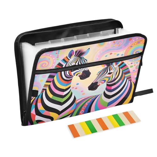 Akkordeon-Aktenordner mit geometrischen Zebras, 13 Fächern, erweiterbar, mit Etiketten, Rechnungen, Quittungen, Dokumentenhalter Akkordeon-Aktenordner mit geometrischen Zebras, 13 Fächern, erweiterbar, mit Etiketten, Rechnungen, Quittungen, Dokumentenhalter von Nexawaveo
