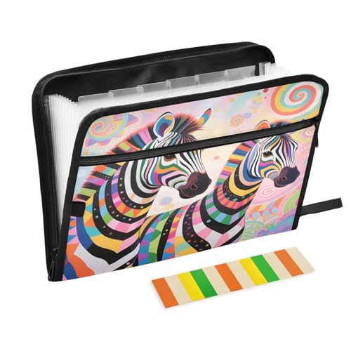 Akkordeon-Aktenordner mit geometrischen Zebras, 13 Fächern, erweiterbar, mit Etiketten, Rechnungen, Quittungen, Dokumentenhalter Akkordeon-Aktenordner mit geometrischen Zebras, 13 Fächern, erweiterbar, mit Etiketten, Rechnungen, Quittungen, Dokumentenhalter von Nexawaveo
