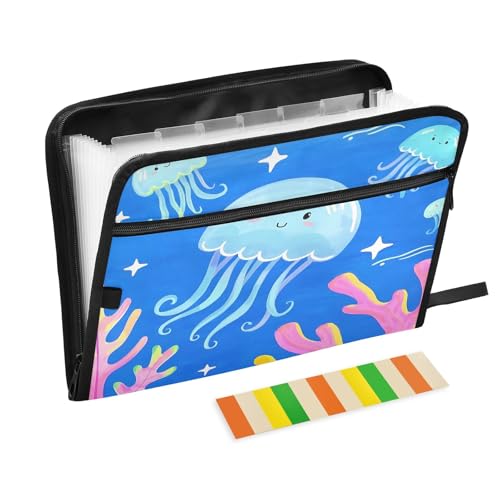 Akkordeon-Dokumenten-Organizer mit Quallen und Korallen im blauen Meer, erweiterbarer Reißverschluss, 13 Taschen, Akkordeon-Dokumenten-Organizer für Arbeit und Zuhause Akkordeon-Dokumenten-Organizer mit Quallen und Korallen im blauen Meer, erweiterbarer Reißverschluss, 13 Taschen, Akkordeon-Dokumenten-Organizer für Arbeit und Zuhause von Nexawaveo