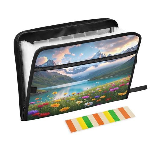 Akkordeon-Dokumenten-Organizer mit Seeszene mit bunten Blumen, erweiterbarer Reißverschluss, 13 Taschen, Akkordeon-Dokumenten-Organizer für Arbeit und Zuhause Akkordeon-Dokumenten-Organizer mit Seeszene mit bunten Blumen, erweiterbarer Reißverschluss, 13 Taschen, Akkordeon-Dokumenten-Organizer für Arbeit und Zuhause von Nexawaveo