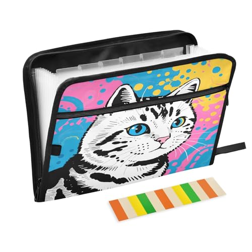 Akkordeon-Dokumenten-Organizer mit blauen Augen und Katze, bunt, mit Reißverschluss, 13 Fächer, für Arbeit und Zuhause Akkordeon-Dokumenten-Organizer mit blauen Augen und Katze, bunt, mit Reißverschluss, 13 Fächer, für Arbeit und Zuhause von Nexawaveo