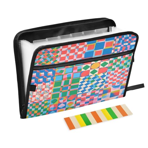 Akkordeon-Dokumenten-Organizer mit geometrischem Muster, bunt, mit Reißverschluss, 13 Fächer, für Arbeit und Zuhause Akkordeon-Dokumenten-Organizer mit geometrischem Muster, bunt, mit Reißverschluss, 13 Fächer, für Arbeit und Zuhause von Nexawaveo