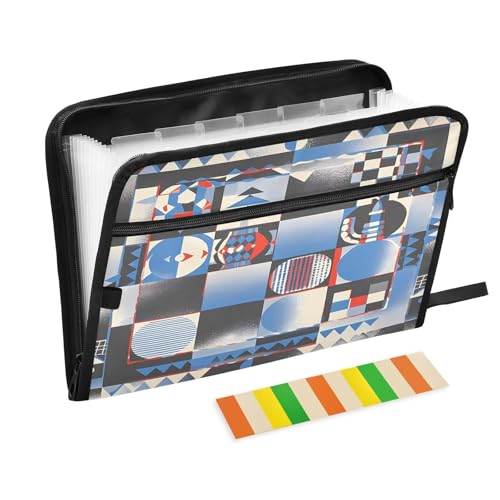 Akkordeon-Dokumenten-Organizer mit geometrischem Muster, mit Reißverschluss, 13 Fächer, für Arbeit und Zuhause, Blau Akkordeon-Dokumenten-Organizer mit geometrischem Muster, mit Reißverschluss, 13 Fächer, für Arbeit und Zuhause, Blau von Nexawaveo