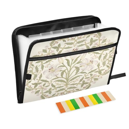 Aktenordner im Jugendstil Lilien, leicht, erweiterbar, mit Reißverschluss, 13 Taschen, Akkordeon-Dokumenten-Organizer für Arbeit und Zuhause Aktenordner im Jugendstil Lilien, leicht, erweiterbar, mit Reißverschluss, 13 Taschen, Akkordeon-Dokumenten-Organizer für Arbeit und Zuhause von Nexawaveo
