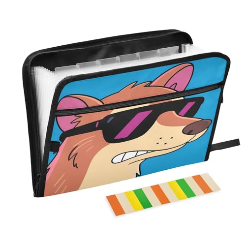 Angry Dog Shades Fächermappe mit 13 Fächern, A4, Dokumenten-Organizer mit Reißverschluss von Nexawaveo