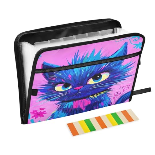 Artistic Cat Fächermappe mit Reißverschluss, 13 Taschen, Akkordeon-Dokumenten-Organizer für Arbeit und Zuhause von Nexawaveo