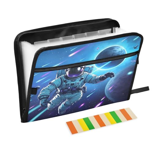 Astronaut in Space Fächermappe mit Reißverschluss, 13 Taschen, Akkordeon-Dokumenten-Organizer für die Arbeit und Zuhause von Nexawaveo