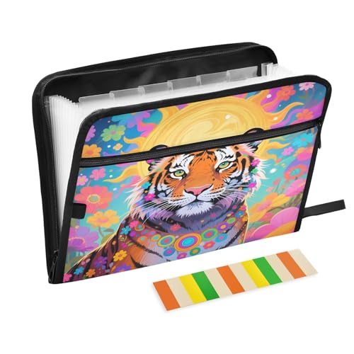 Boho Big Cat Sun Fächermappe mit 13 Fächern, A4, Dokumenten-Organizer mit Reißverschluss Boho Big Cat Sun Fächermappe mit 13 Fächern, A4, Dokumenten-Organizer mit Reißverschluss von Nexawaveo