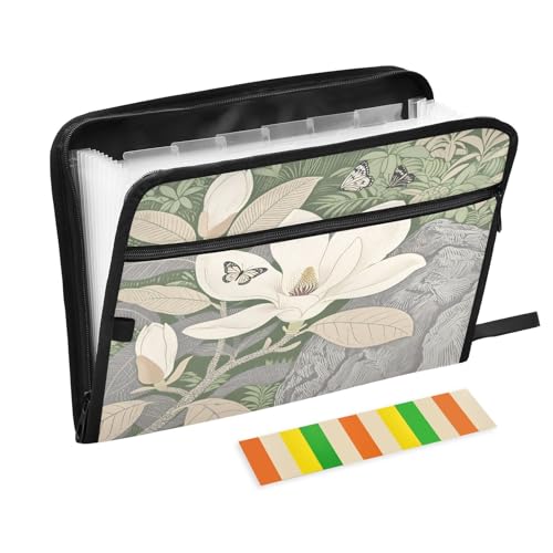 Botanical Magnolia Art Fächermappe mit 13 Fächern, A4, Dokumenten-Organizer mit Reißverschluss Botanical Magnolia Art Fächermappe mit 13 Fächern, A4, Dokumenten-Organizer mit Reißverschluss von Nexawaveo