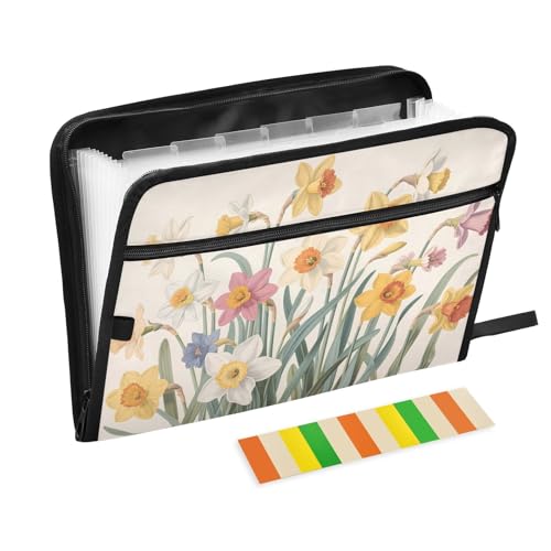 Botanical Narzissen Fächermappe mit 13 Fächern, A4, Dokumenten-Organizer mit Reißverschluss, Hellbeige Botanical Narzissen Fächermappe mit 13 Fächern, A4, Dokumenten-Organizer mit Reißverschluss, Hellbeige von Nexawaveo