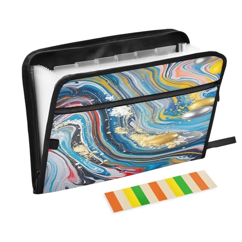 Color Liquid Pattrtn Fächermappe mit 13 Fächern, A4, Dokumenten-Organizer mit Reißverschluss von Nexawaveo